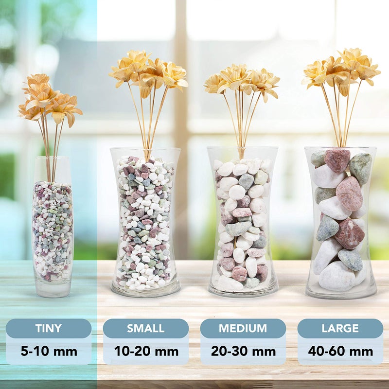 Willowy Decorative Pebbles for Plants and Vases - White Rocks with Red, Green, and Blue Pastel Accents - 2.5 lbs Natural Stone Top Dressing for Potted Plants and Succulents - 1/5" to 3/8" Size (5-10 mm) - Image 3